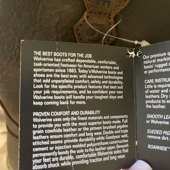 Wolverine Men's Dark Brown Leather Boots NWT - Picture 12 of 12